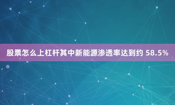 股票怎么上杠杆其中新能源渗透率达到约 58.5%